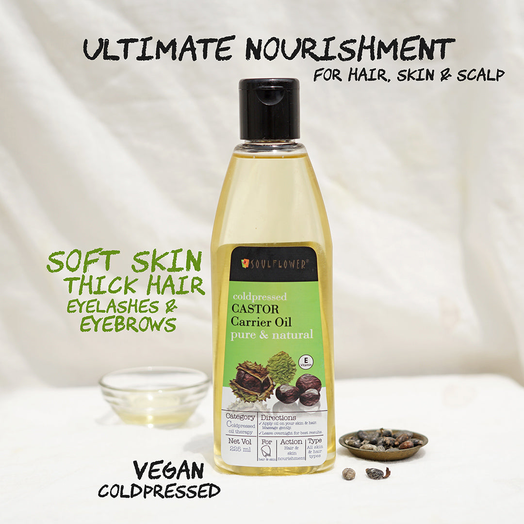 Cold Pressed Castor Oil for Thick Hair, Eyelashes, Eyebrows and Skin Care
