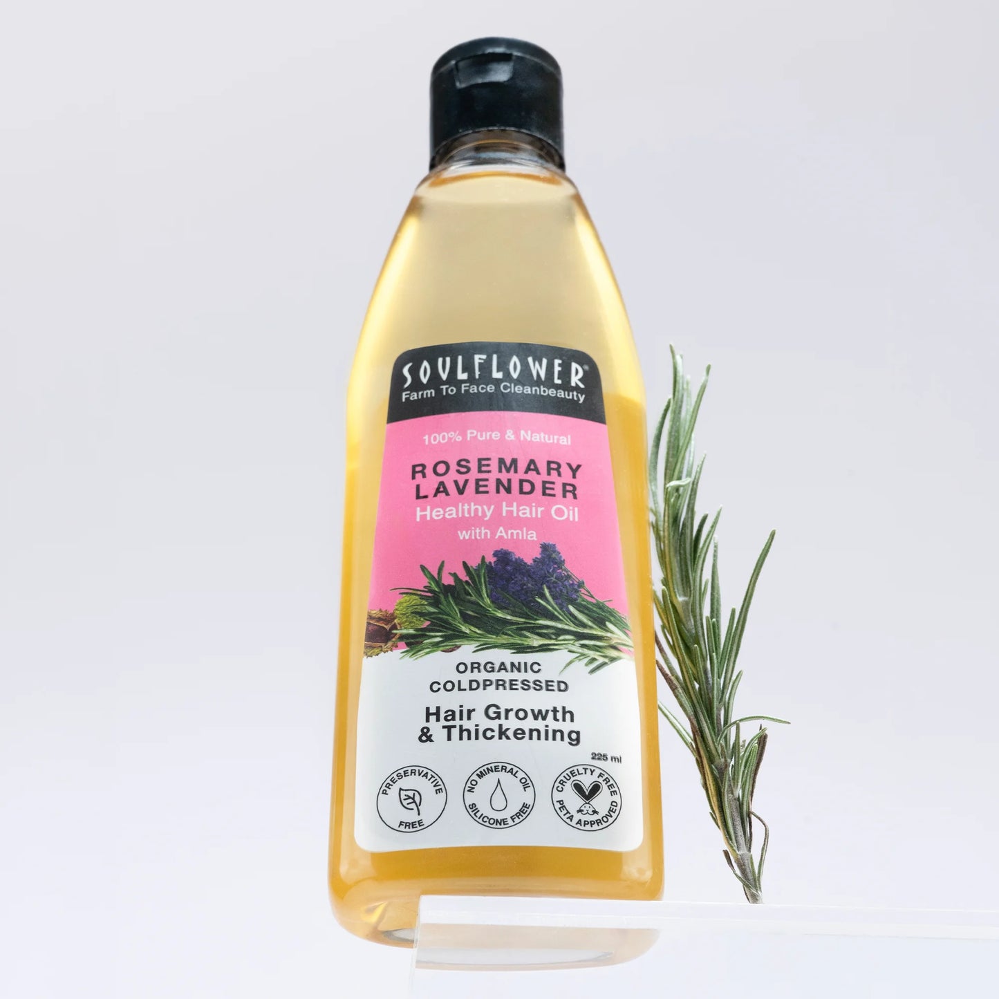 Rosemary Lavender Hair Growth Oil by Soulflower for Daily Champi, Hair Fall, Faster Hair Regrowth & Scalp Health, Cold-Pressed, Natural, Vegan