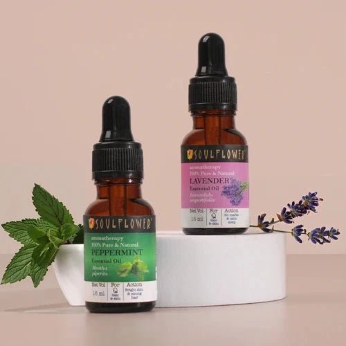 Lavender & Peppermint Essential Oil Duo: Calms Mind with Lavender & Refreshes with Peppermint, 100% Pure Aromatherapy Set