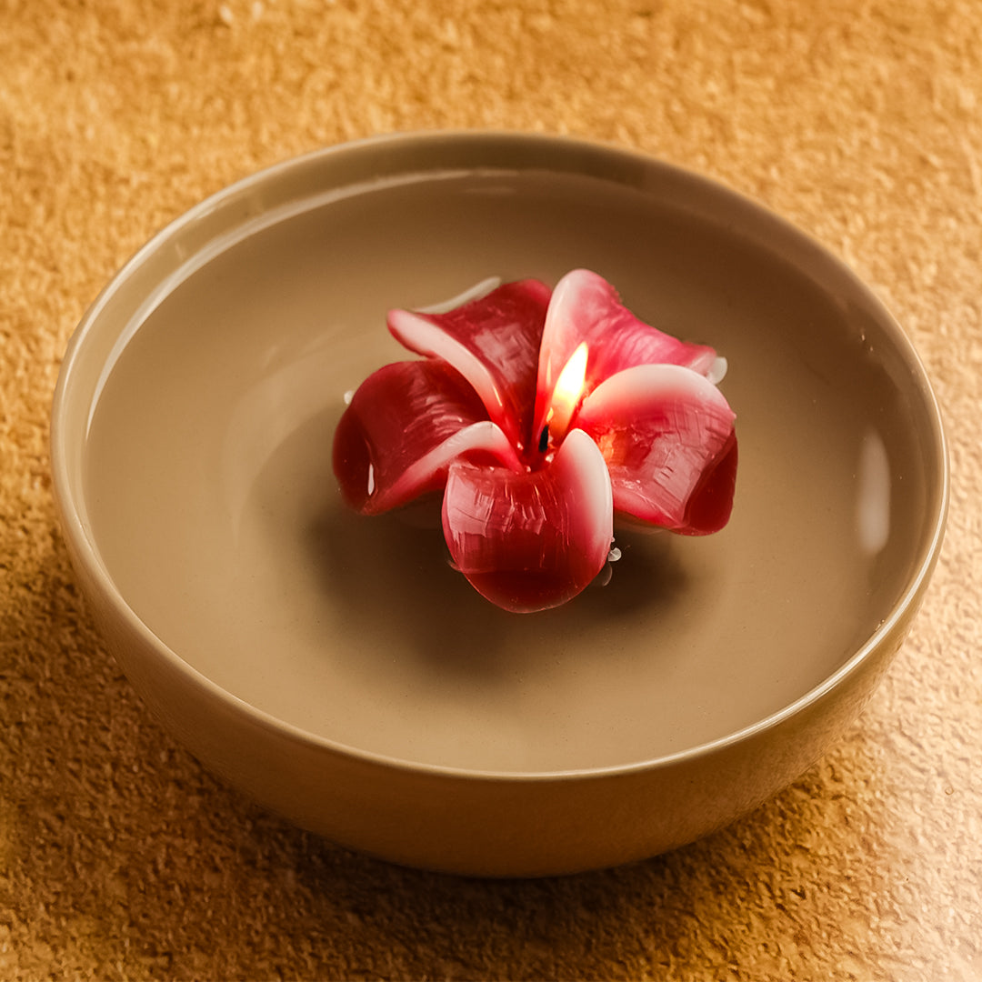 Lavender Aroma Floating Candle Hibiscus Shape Big