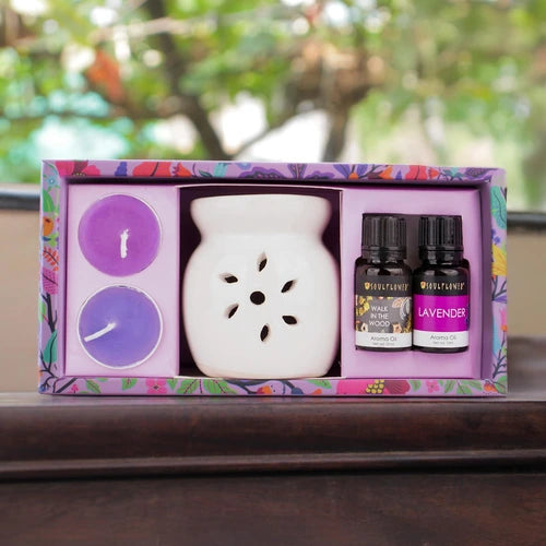 Collection of HandPicked Fragrance with ceramic diffuser and candle set.