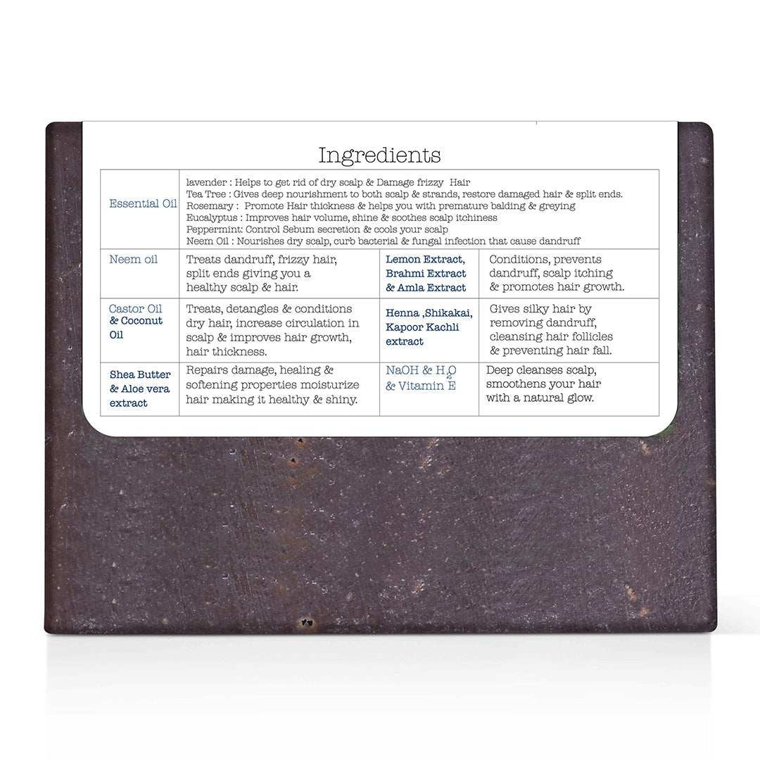 Ingredients in Neem Henna Shikakai Anti-Dandruff Bar for hair care