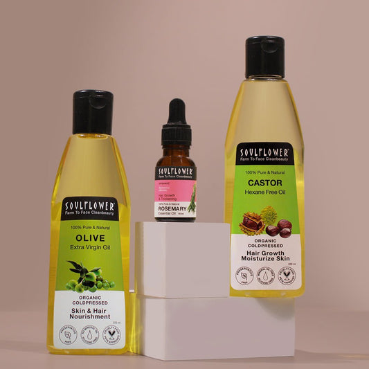 Oil cleansing monthly regime for dry skin with rosemary, castor and olive oil
