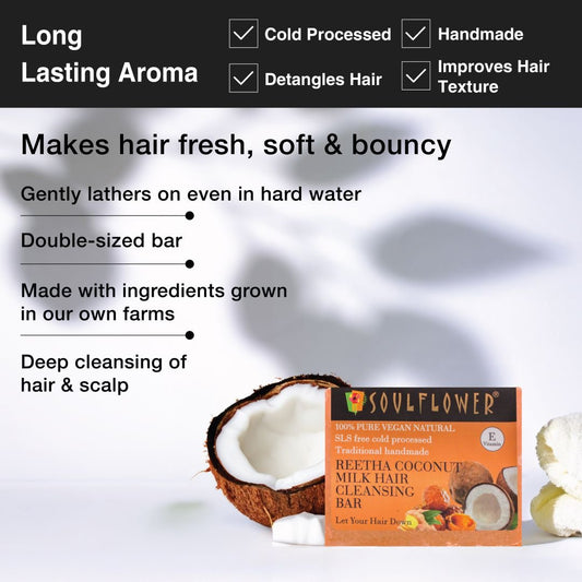 Reetha Coconut Milk Hair Cleansing Bar for making hair bouncy