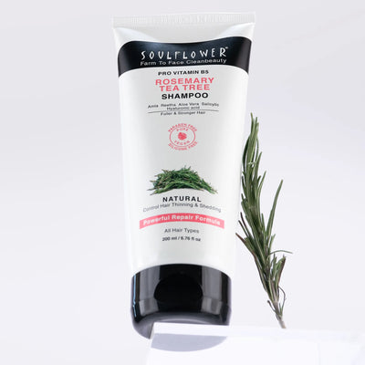 Soulflower Rosemary Tea Tree Shampoo, Clinically Proven Anti-Hair Fall, Reduces Frizz & Hair Breakage, Sulphate-Free