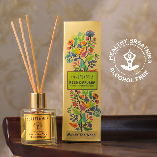 Soulflower Aroma Reed Diffuser, Natural Air Freshener, Keeps Bugs & Insects Away, Eliminates Bad Odour, Festive Decor, Long-Lasting