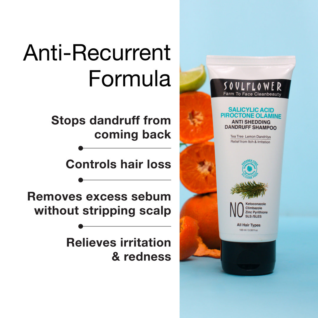 Benefits of using Soulflowers Shampoo with anti-recurrent formula for dandruff.