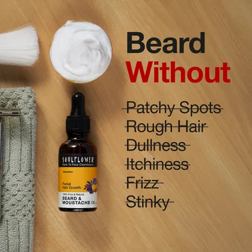 Benefits of Macho Men Beard Oil include thicker beard growth, itch relief, flake control, and a bold citrus-earthy scent.