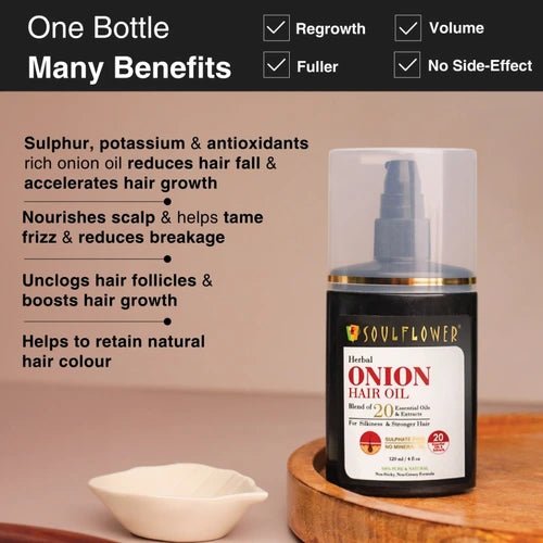 Benefits of Onion Amla Hair Oil include reduced hair fall, improved hair strength, natural shine, and better scalp health.