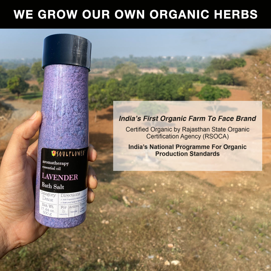 Soulflower Lavender Aroma Bath Salt farm to face and made with organic herbs