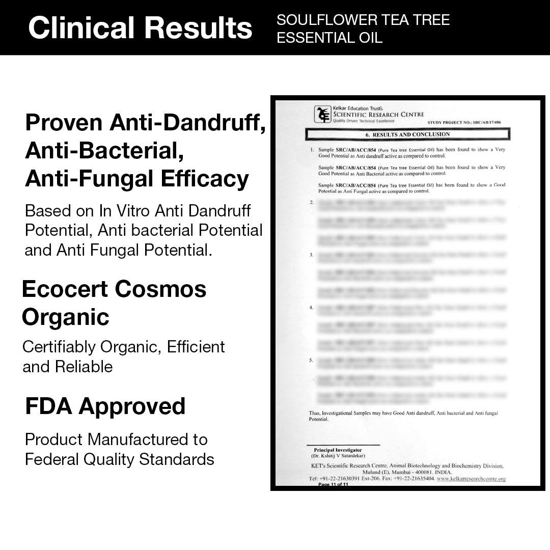 Clinically proven results: Soulflower Anti-Dandruff Routine reduces dandruff by 86% and itching by 83% after 4 washes, with long-lasting scalp relief.