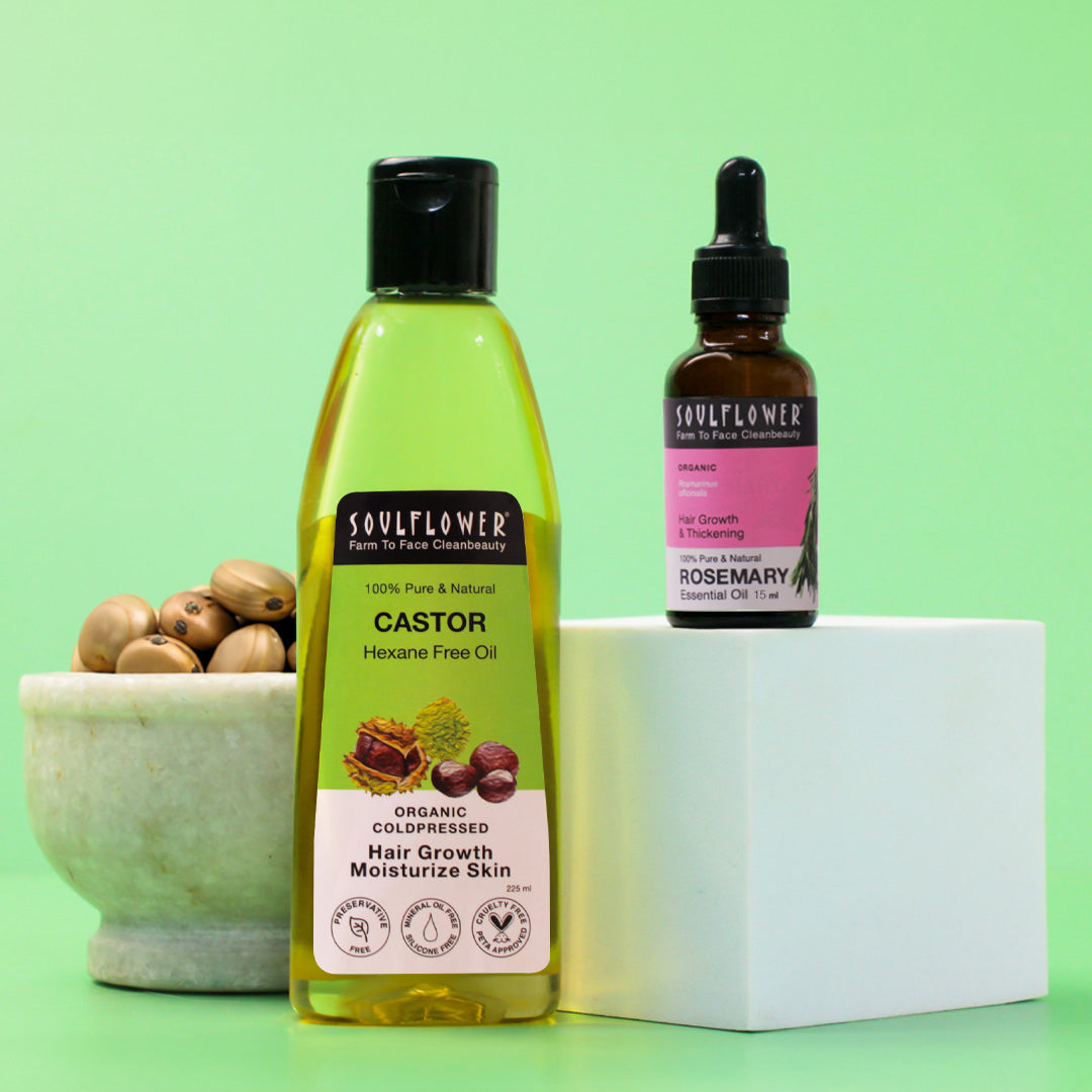 100% pure castor and rosemary oil combo for hair moisturize 