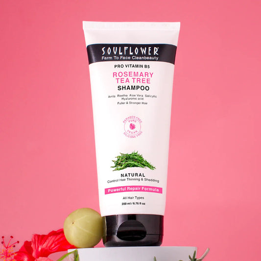 Image of Pro Vitamin B5 Rosemary Tea Tree Shampoo Natural to control Hair thinning and Shedding alongside Hibiscus flower and Amla 