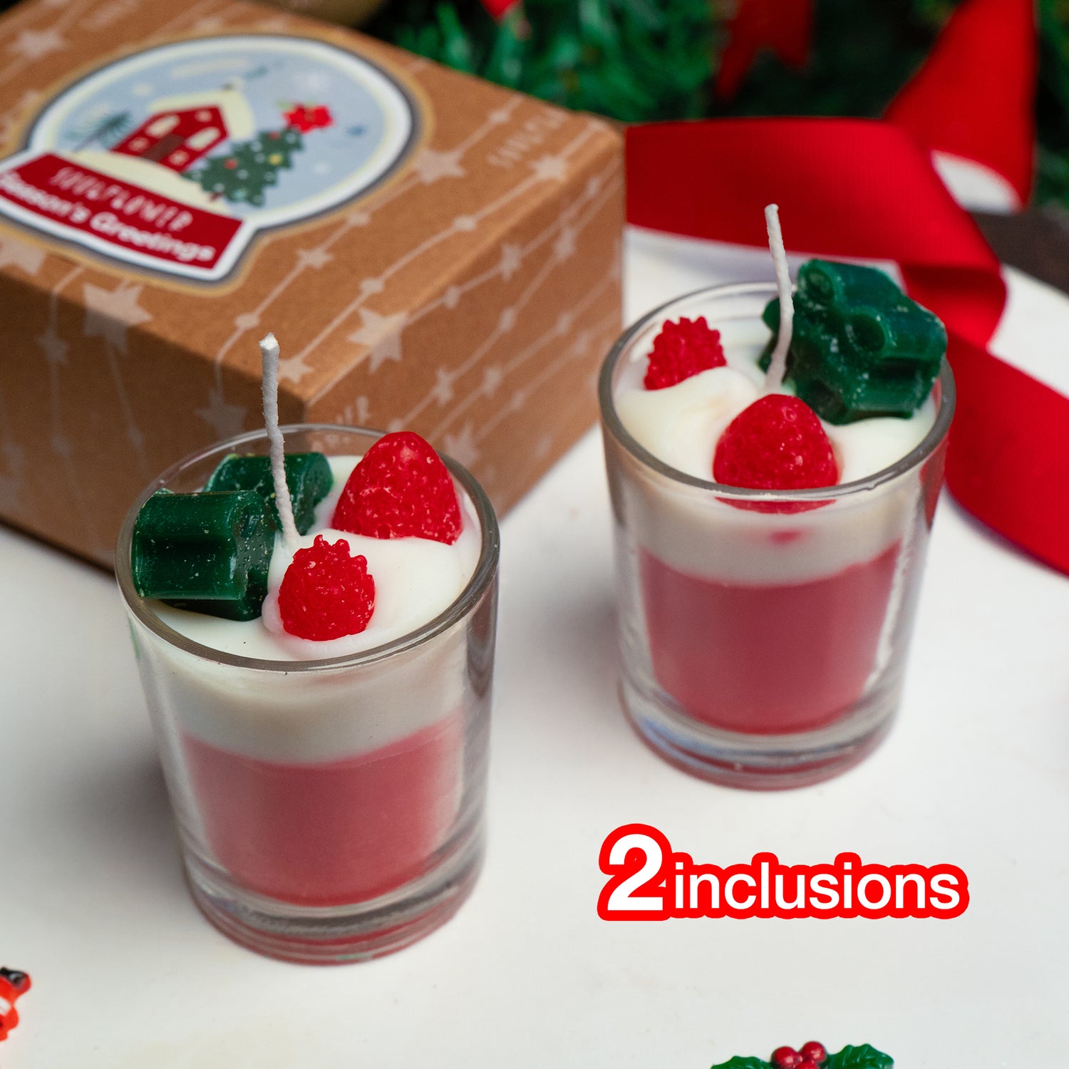 Soulflower Glass Candle Set of 2—hand-poured vanilla-scented candles in clear glass jars for cozy home fragrance