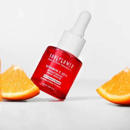 Vitamin C Serum 20% by Soulflower for Bouncier Brighter Skin, Dewy Smooth Skin, Reduces Fine Lines, Wrinkles & Brightens, Natural, Vegan