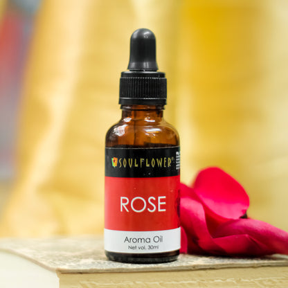 Rose Aroma Oil by Soulflower for Diffuser, Massage & Aromatherapy, Alluring Magical Aroma, Long-Lasting Floral Fragrance, Natural, Vegan, 30 ml
