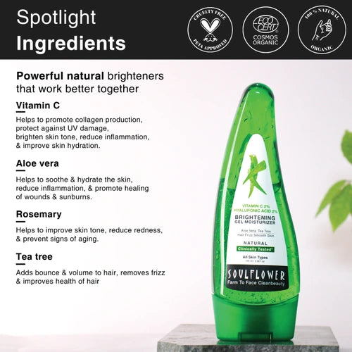 Natural Aloe Vera Gel enriched with pure, plant-based ingredients for skin hydration, acne control, and healthy hair care.