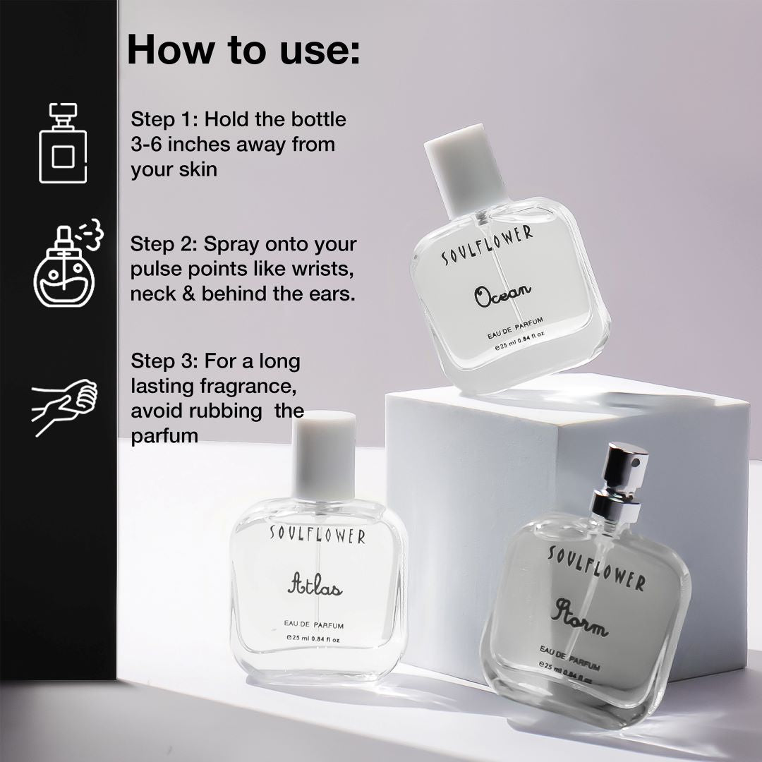 How to use Eau De Parfum Trio – spray on pulse points for a long-lasting, refreshing fragrance experience.