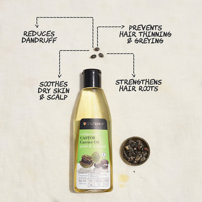organic castor hair oil for dandruff, scalp, hair thinning