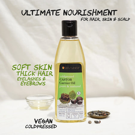 Cold Pressed Castor Oil for Thick Hair, Eyelashes, Eyebrows and Skin Care
