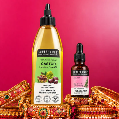 Castor Oil + Rosemary Essential Oil Duo