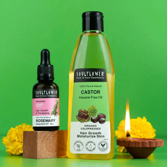 Castor Oil + Rosemary Essential Oil Duo