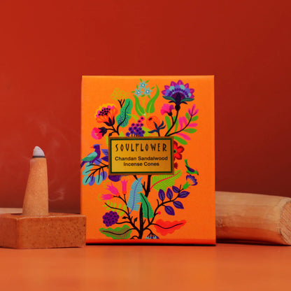 Soulflower Sandalwood Dhoop Cones – Natural, Smokeless Aromatic Cones for Pooja, Meditation, and Deep Grounding