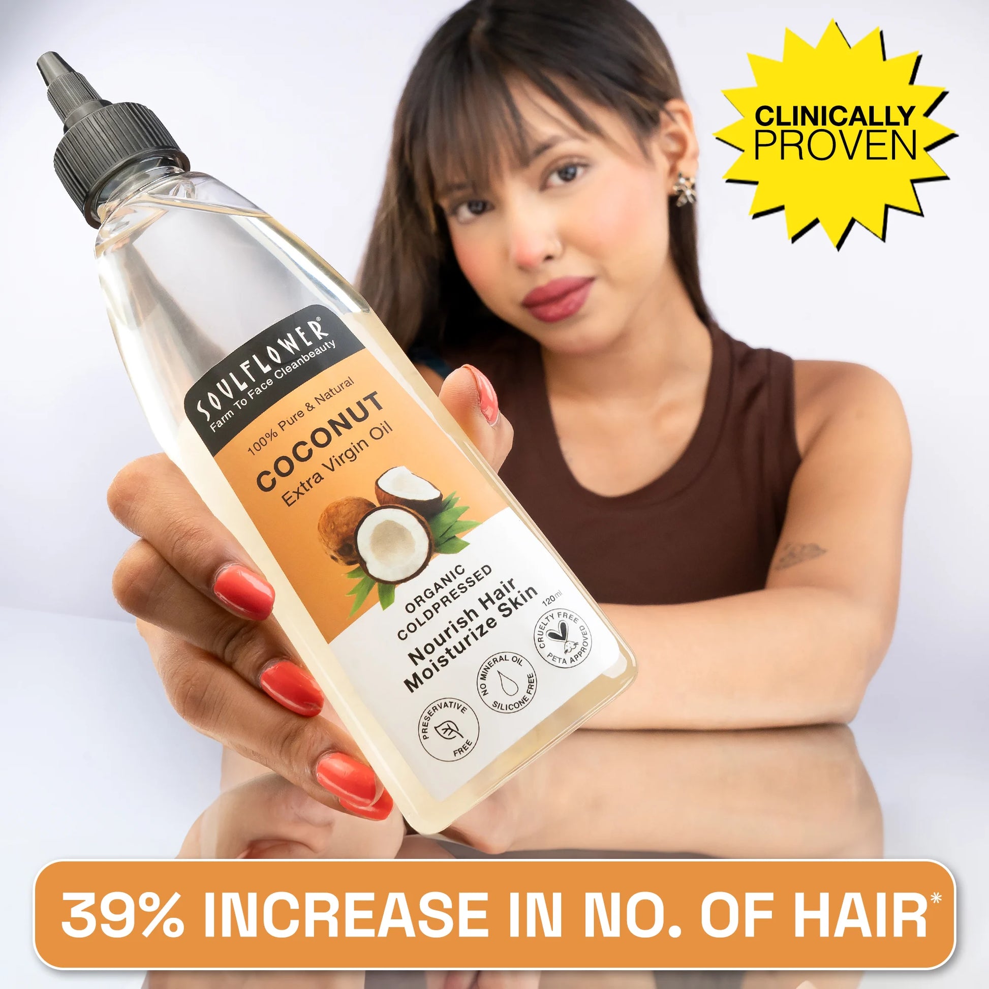 Soulflower 100% Pure Virgin Coconut Oil, nourishes skin, grows longer, stronger hair, restores moisture