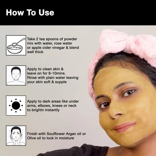 Guide to use Deep Pores Cleansing & Brightening Ubtan Face Mask