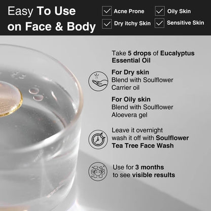 Eucalyptus (Nilgiri) Essential Oil is easy to use on face and body