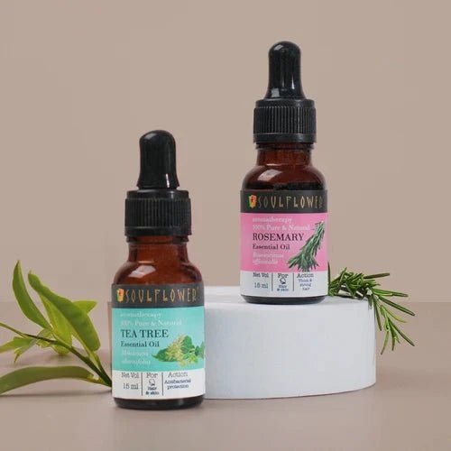 Tea tree and rosemary essential oils for dandruff control, hair growth and skin nourishment – 100% pure and natural
