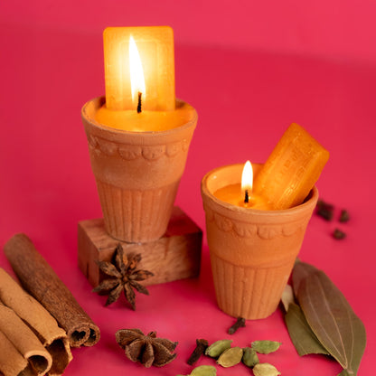 Light Love Chai glass candle pack – hand-poured masala chai-scented candles with 3-hour long burn