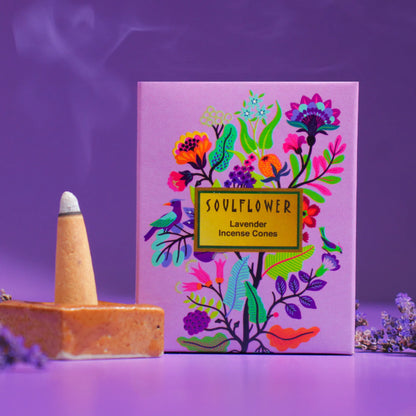 Soulflower Lavender Dhoop Cones – Herby Floral Scent for Calming, Cleansing, and Mindful Rituals


