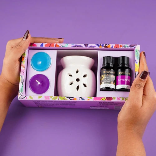 Premium Collection of Handpicked Fragrances with Ceramic Diffuser and Candle Set – Perfect for Home Décor, Aromatherapy, and Gifting.
