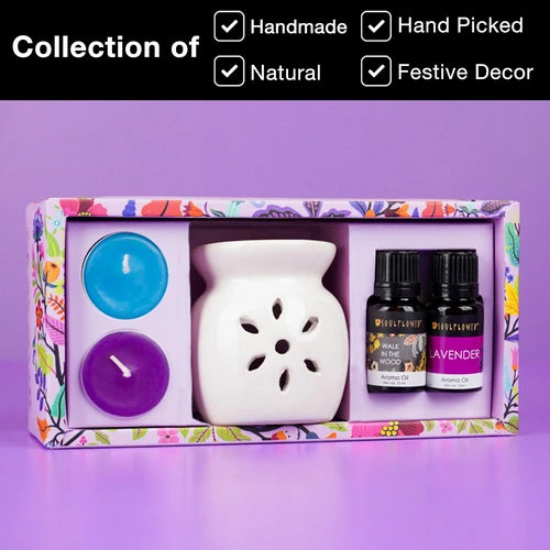 Collection of HandPicked Fragrance with ceramic diffuser and candle set.Perfect for creating a soothing ambiance in your home or gifting a touch of elegance to loved ones.