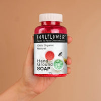 Soulflower organic handmade soap for sensitive skin, enriched with cold-pressed oils, herbs, and a refreshing aroma.