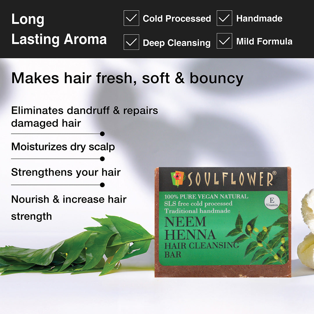 Neem Henna Shikakai Anti-Dandruff Bar for making hair fresh and bouncy