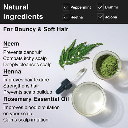 Natural ingredients for bouncy hair Neem Henna Shikakai Anti-Dandruff Bar