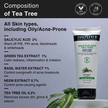 Salicylic Acid Tea Tree Acne Free Face Wash 100ml - Tube
