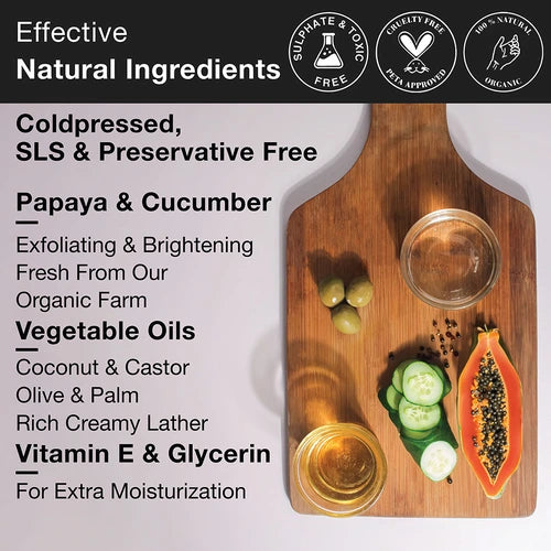 natural ingredients used free from chemical preservatives and made from vegan and organic ingredients