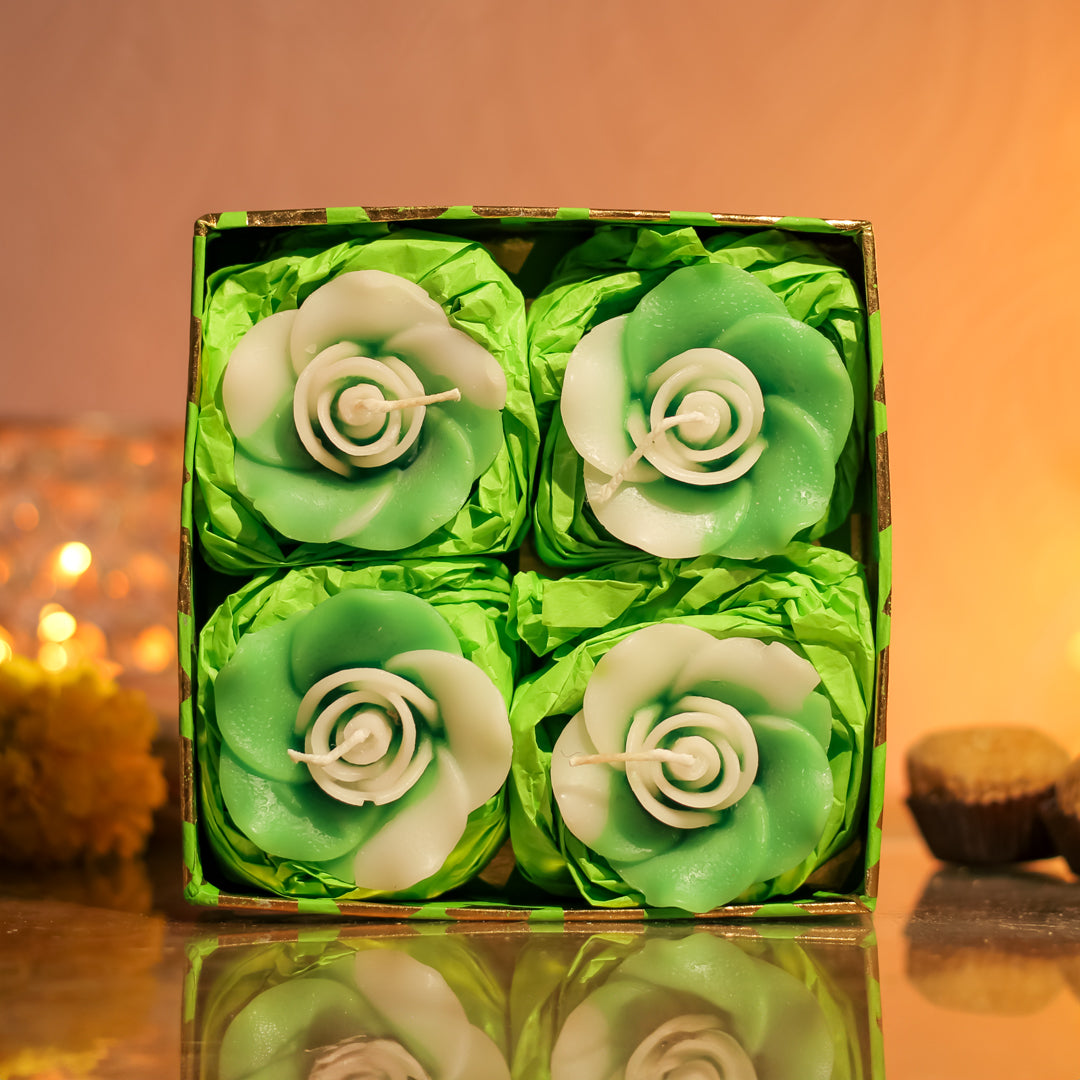 Rajnigandha Aroma Pack of 4 Rose Shape Small Floating Candles