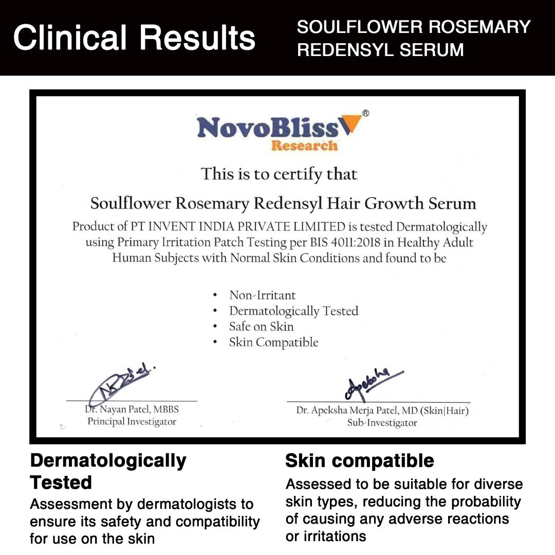Dermotological test of soulflower rosemary redensyl hair serum