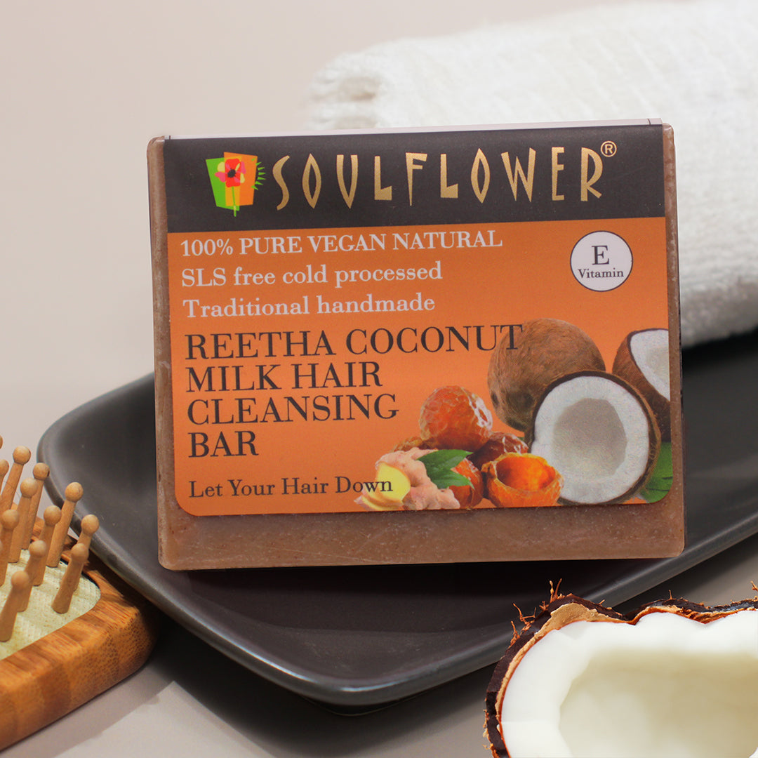 Reetha Coconut Milk Hair Cleansing Bar Soulflower.in