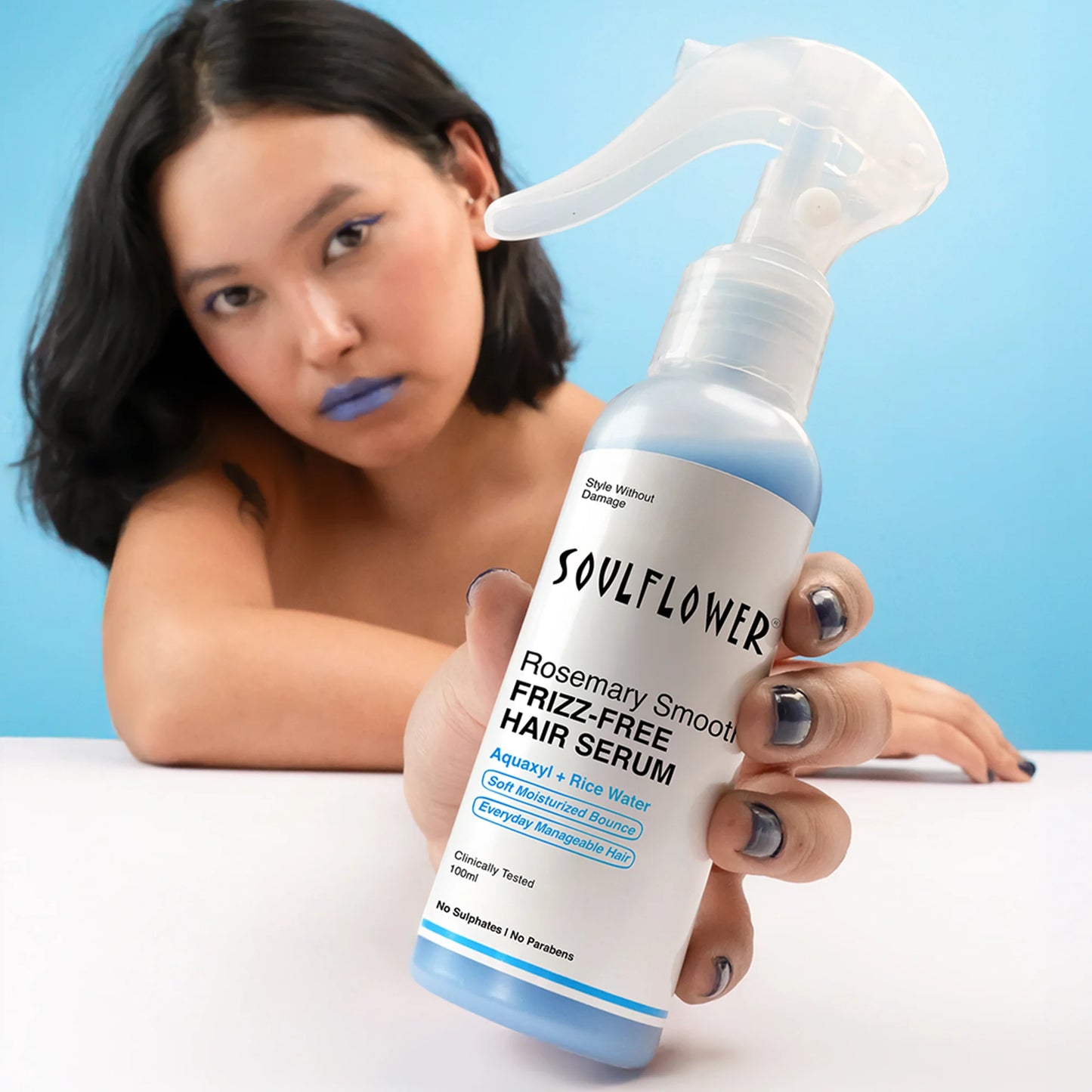 Rosemary Smooth Frizz-Free Hair Serum by Soulflower for Smooth Shiny Hair, Heat Protection & Hair Growth, Silicone-Free, Natural, Vegan