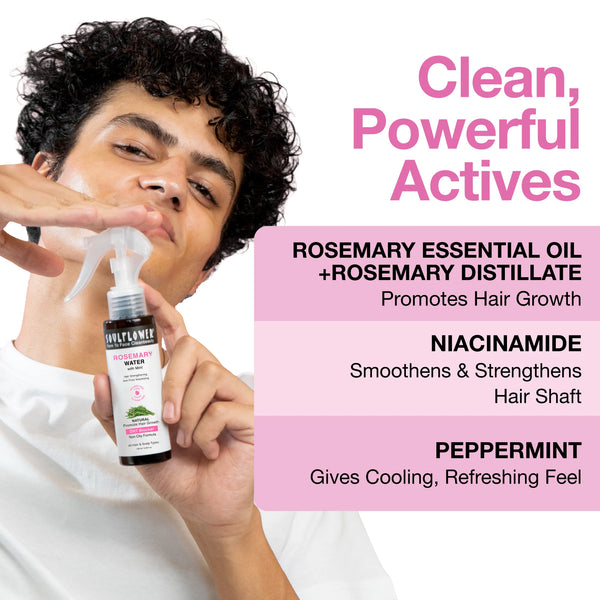 Rosemary Water Hair Spray with 1% Niacinamide for Hair Growth & Frizz Control
