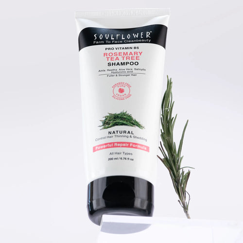 Soulflower Rosemary Tea Tree Shampoo, Clinically Proven Anti-Hair Fall, Reduces Frizz & Hair Breakage, Sulphate-Free