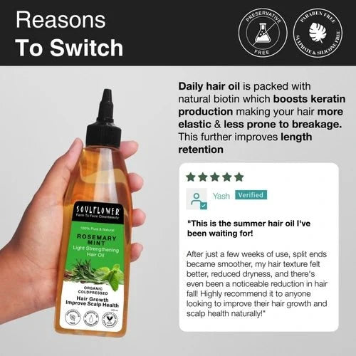 Rosemary Essential Oil + Lightweight Mint Hair Oil