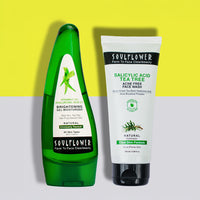 A set of natural Aloe Vera Moisturising Gel with Tea tree Salicylic Acid for a clear and acne free skin.