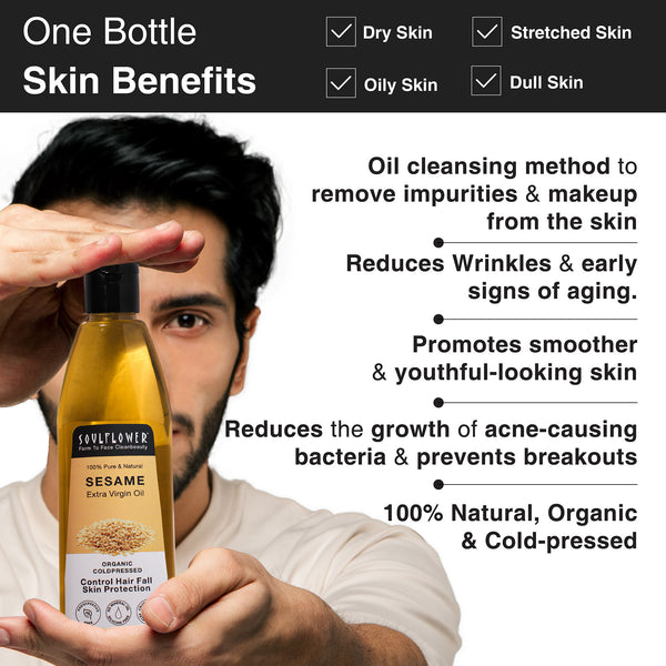 Multiple benefits of using sesame oil for hairfall and skin protection