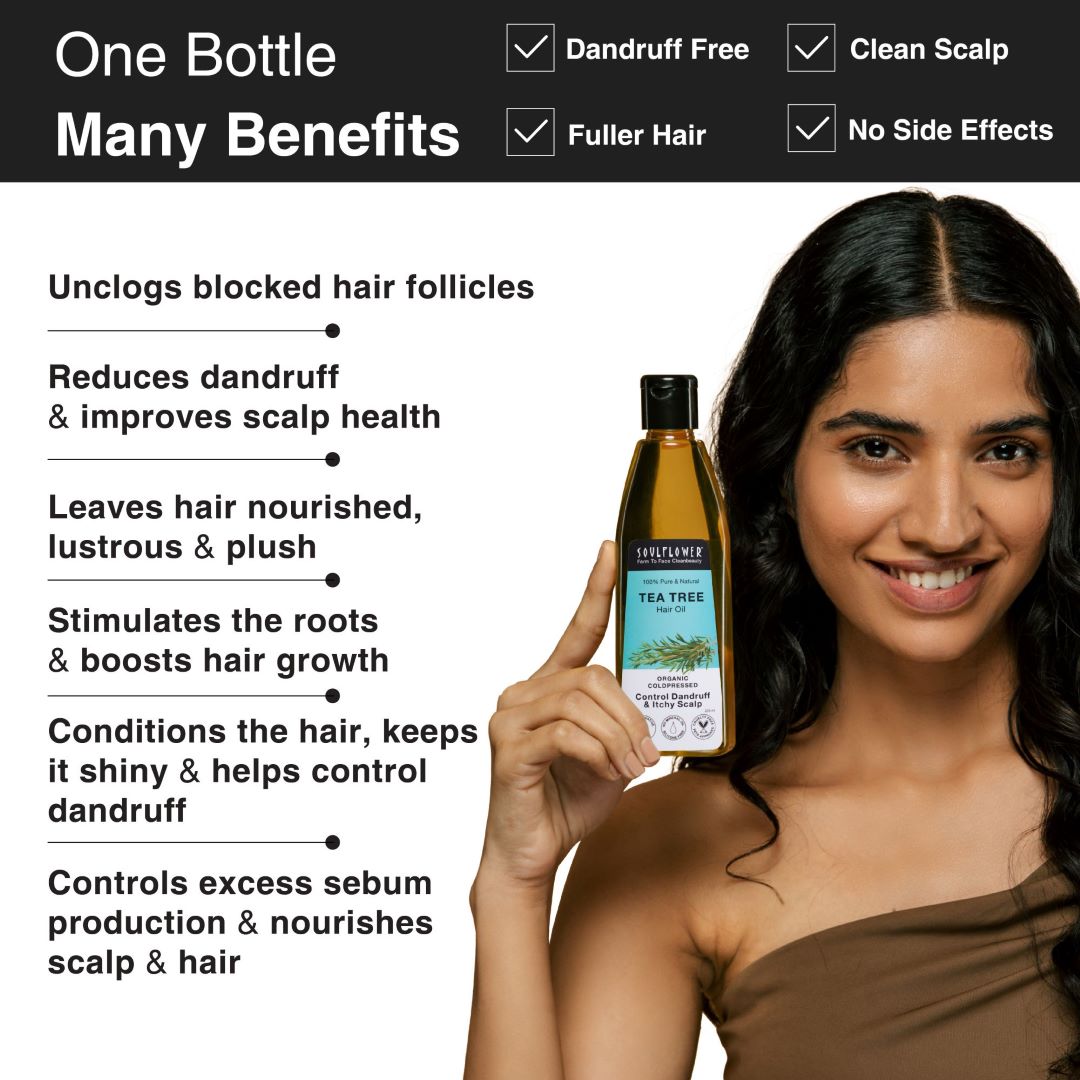 Tea Tree oil for reduced dandruff & hairfall